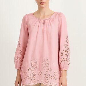 Moschino Pink Silk Laser Cut Out Tunic/Mini Dress Sz 4